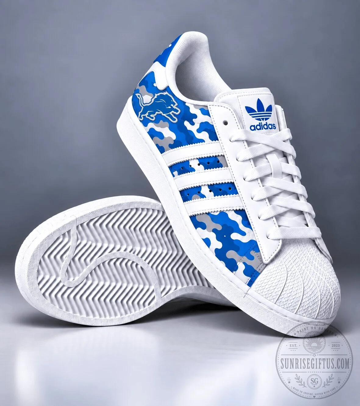 Detroit Lions NFL Camouflage Pattern White Superstar Shoes for Men and Women 4 Detroit Lions NFL Camouflage Pattern White Superstar Shoes for Men and Women