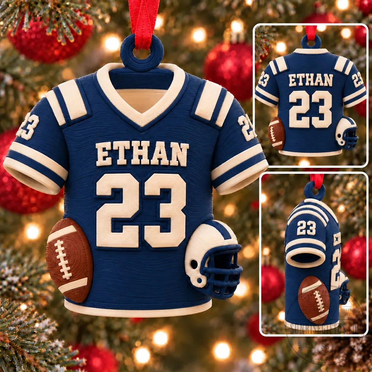Personalized Football Jersey Christmas Ornament Custom Name and Number Holiday Gift