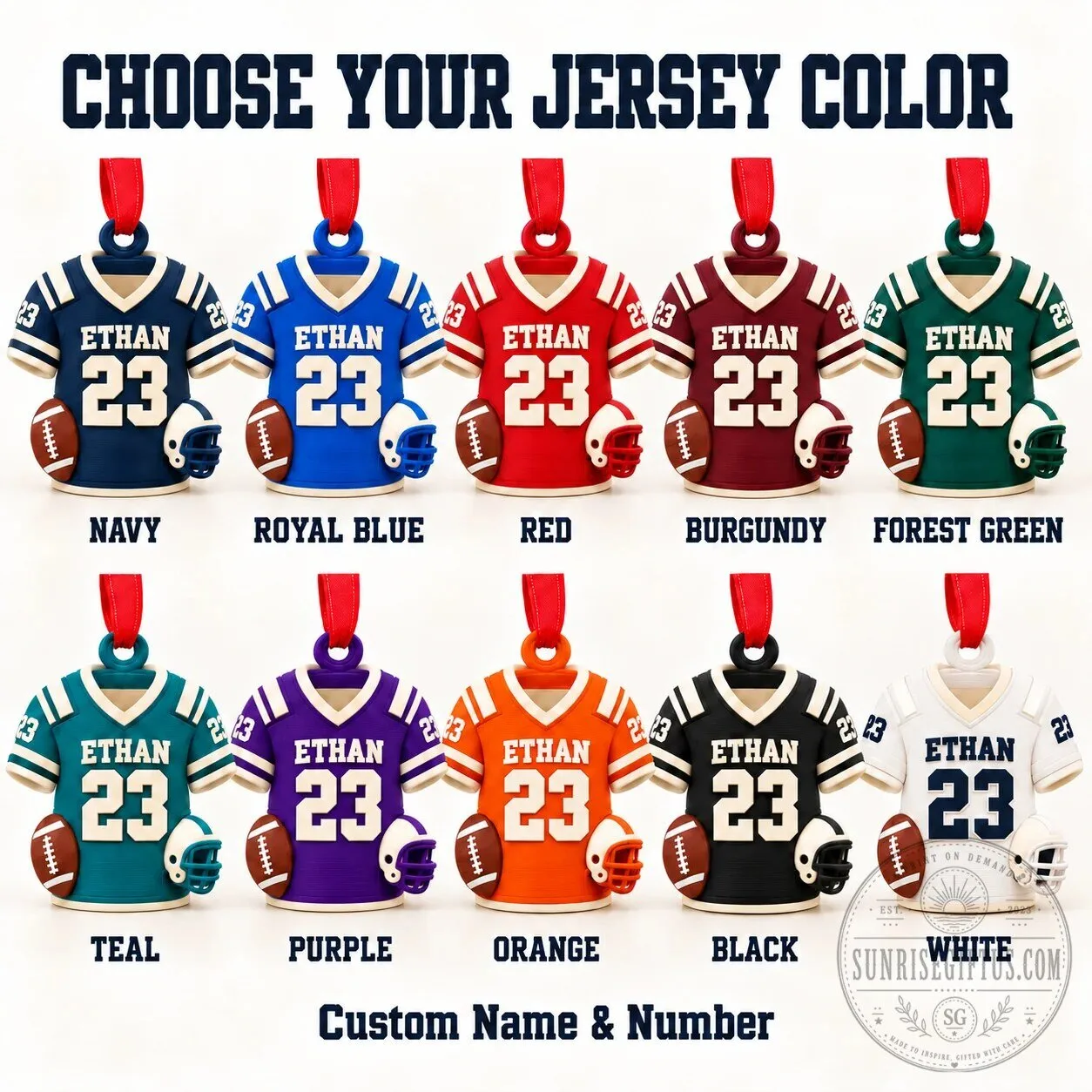 Personalized Football Jersey Christmas Ornament Custom Name and Number Holiday Gift 13 Personalized Football Jersey Christmas Ornament Custom Name and Number Holiday Gift
