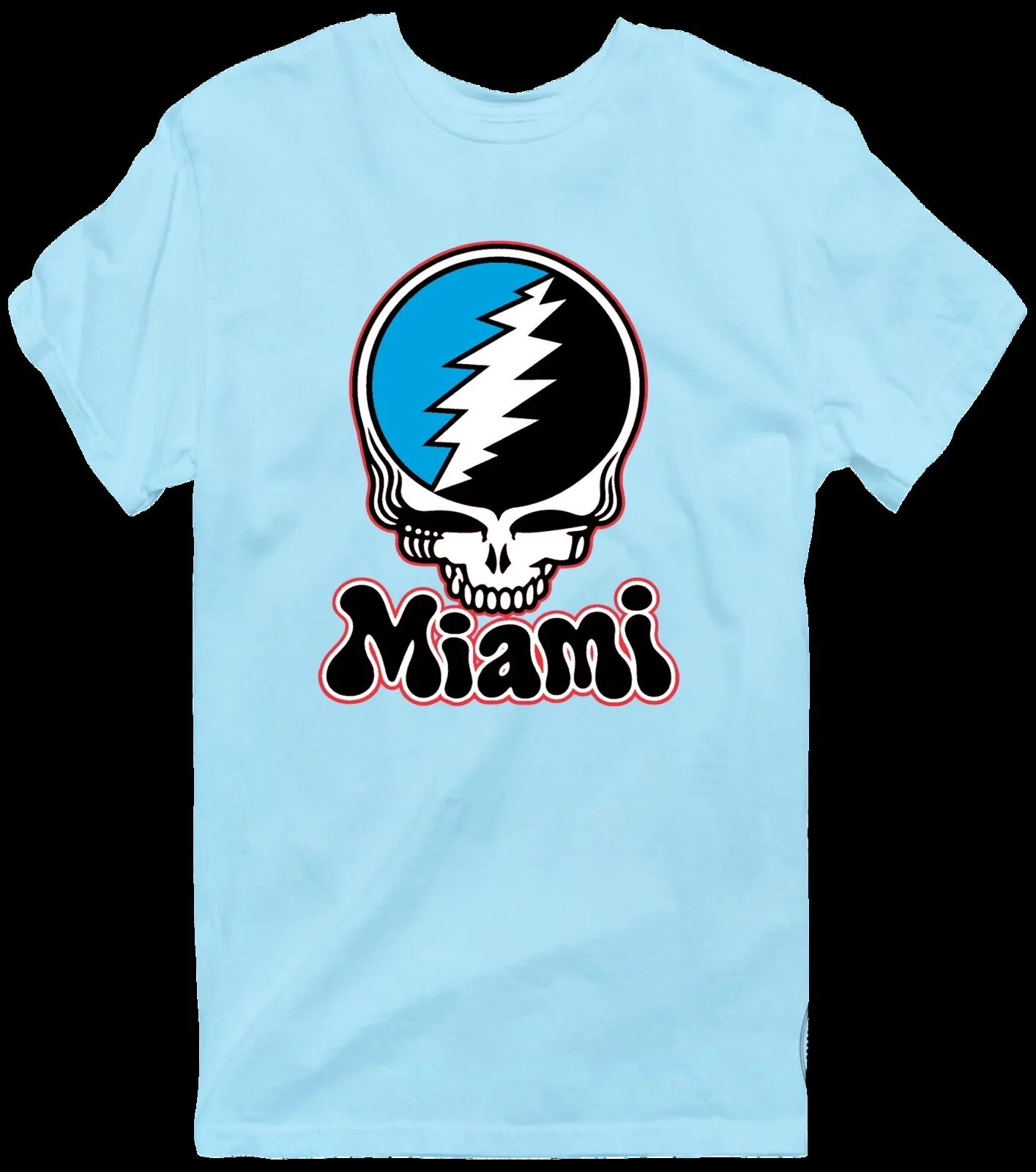 Grateful Dead Miami Steal Your Face Skull Light Blue T-Shirt