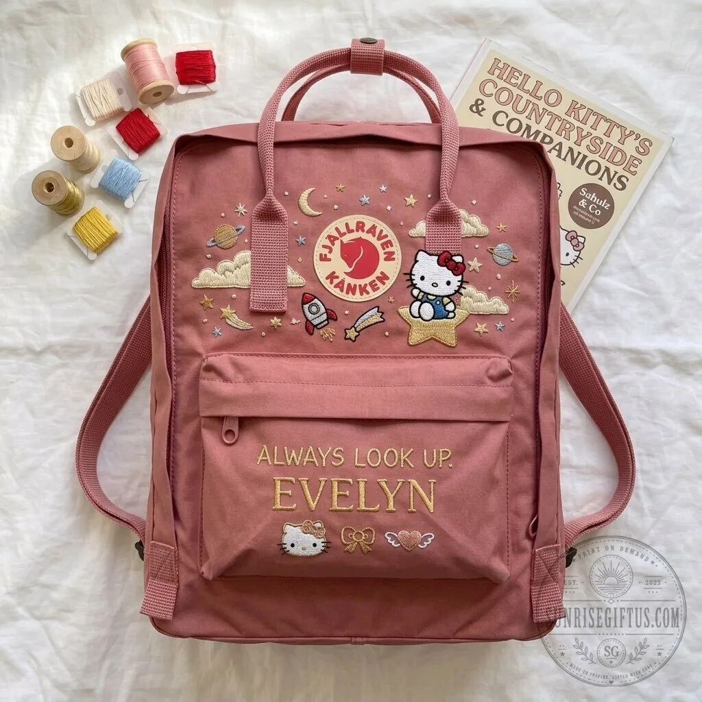Hello Kitty Fjallraven Kanken Embroidered Backpack with Personalized Name