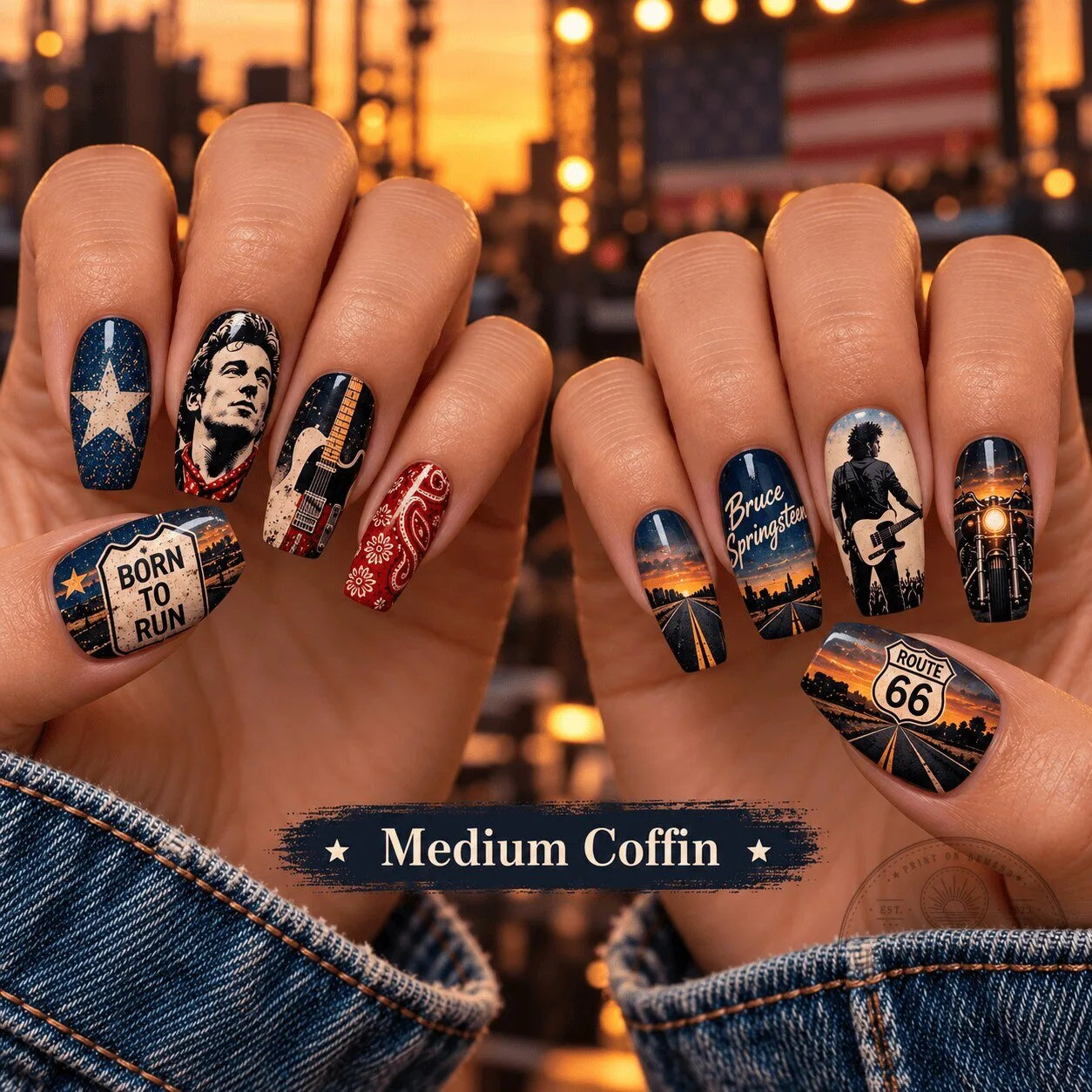 Press-On Nails Set Featuring Bruce Springsteen's Born To Run Album Artwork