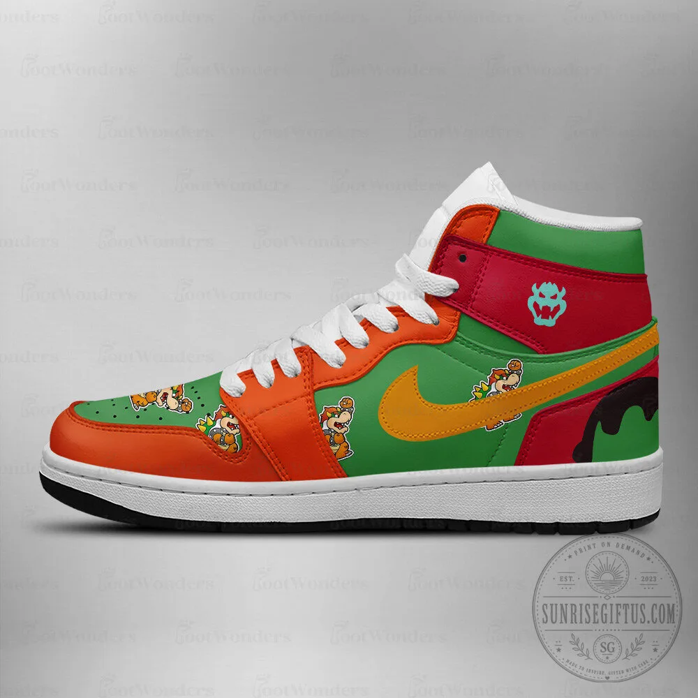 Bowser Super Mario Brothers Video Game High-Top Sneakers Shoes 9 Bowser Super Mario Brothers Video Game High-Top Sneakers Shoes