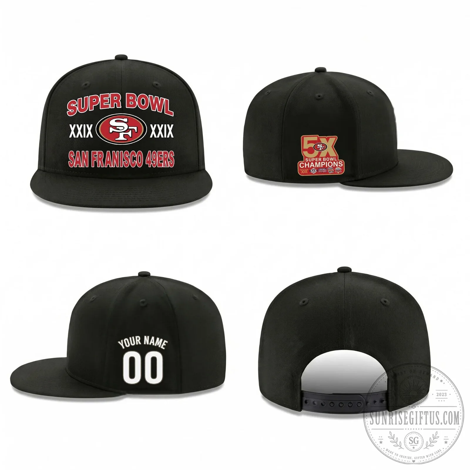Personalized Snapback Hat for Super Bowl Champion San Francisco 49ers