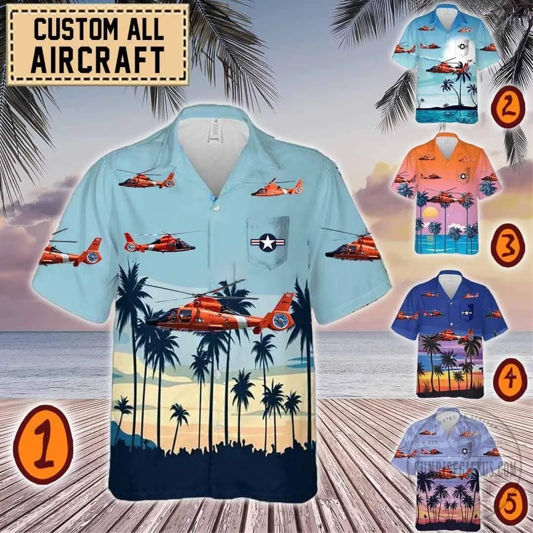 United States Coast Guard H-65 Dolphin Helicopter Tropical Hawaiian Shirt 4 United States Coast Guard H-65 Dolphin Helicopter Tropical Hawaiian Shirt