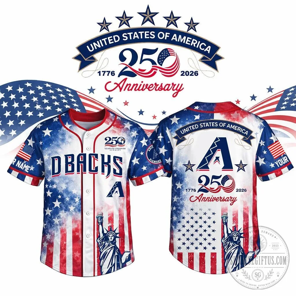 Arizona Diamondbacks Personalized Name USA 250th Anniversary Baseball Jersey 2 Arizona Diamondbacks Personalized Name USA 250th Anniversary Baseball Jersey