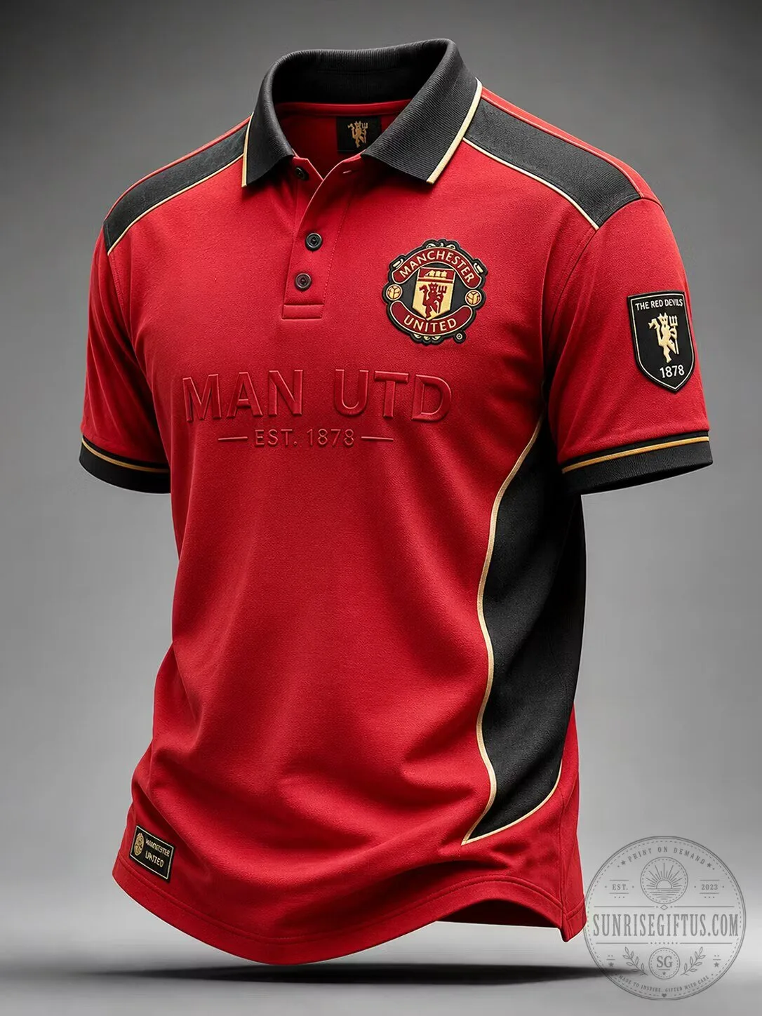 Manchester United Football Club Red and Black Heritage Polo Shirt 2 Manchester United Football Club Red and Black Heritage Polo Shirt