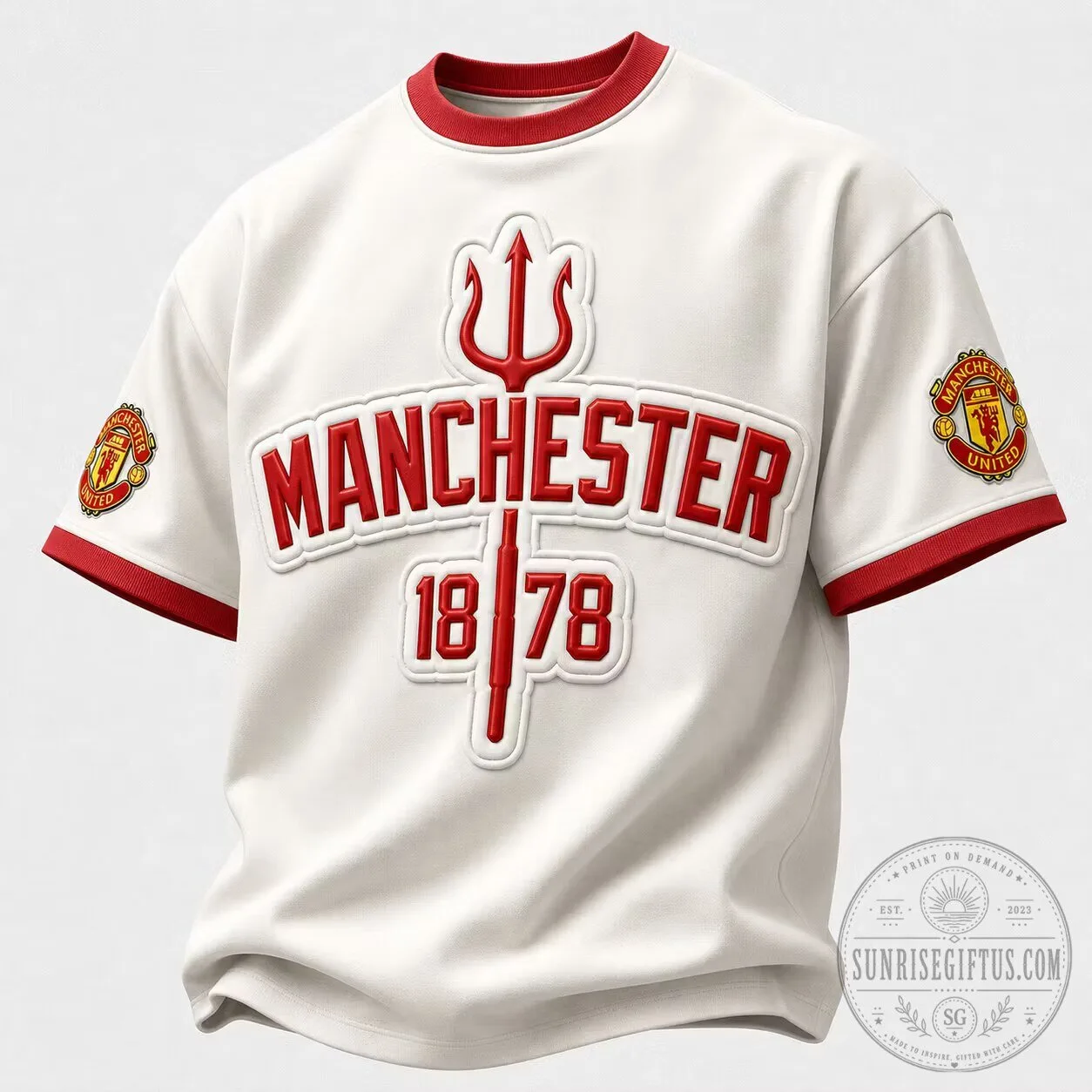 Manchester United Football Club Red Devil 1878 White T-Shirt 2 Manchester United Football Club Red Devil 1878 White T-Shirt