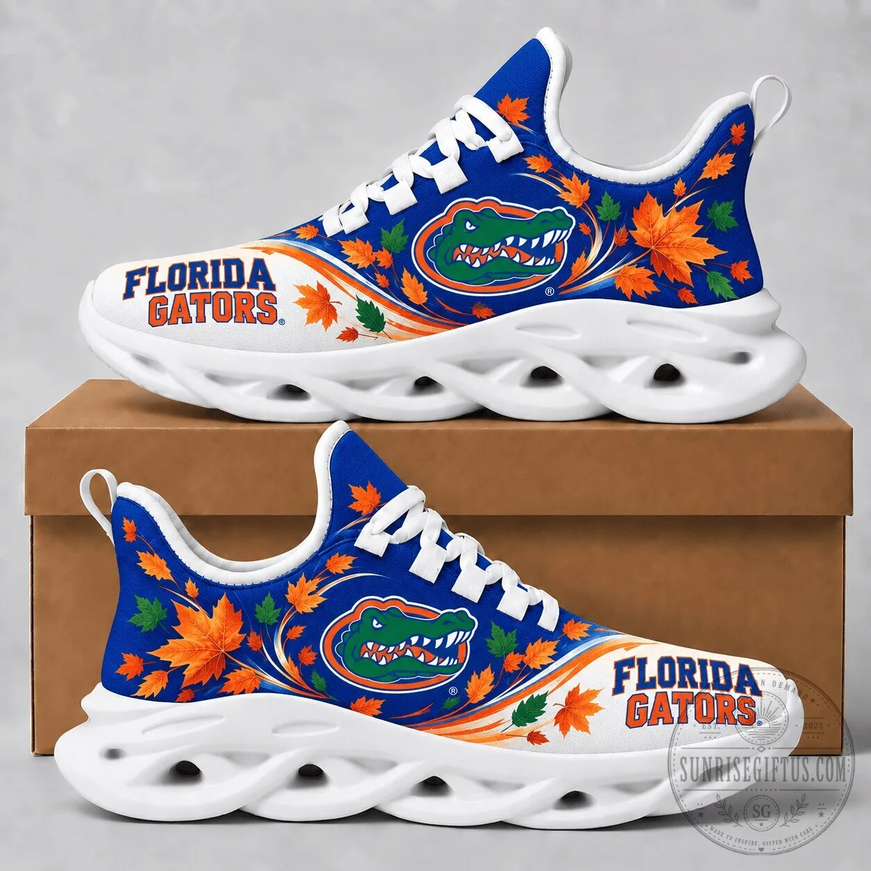 Florida Gators Fall Maple Leaves Pattern Chunky Sneakers Shoes 2 Florida Gators Fall Maple Leaves Pattern Chunky Sneakers Shoes