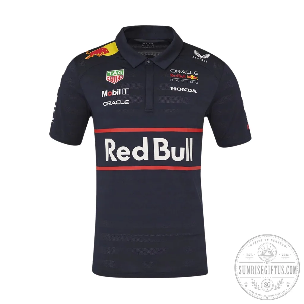 Red Bull Racing Formula 1 Team Oracle Honda Sponsor Navy Blue Polo Shirt Red Bull Racing Formula 1 Team Oracle Honda Sponsor Navy Blue Polo Shirt