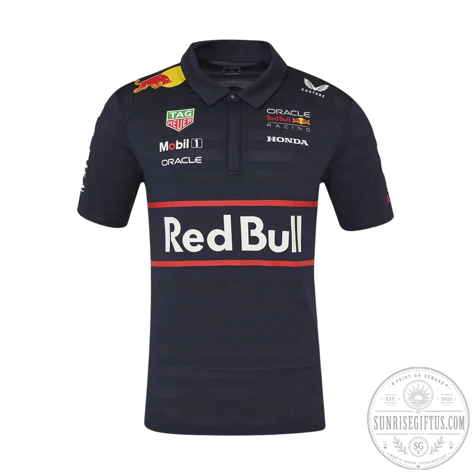 Red Bull Racing Formula 1 Team Oracle Honda Sponsor Navy Blue Polo Shirt