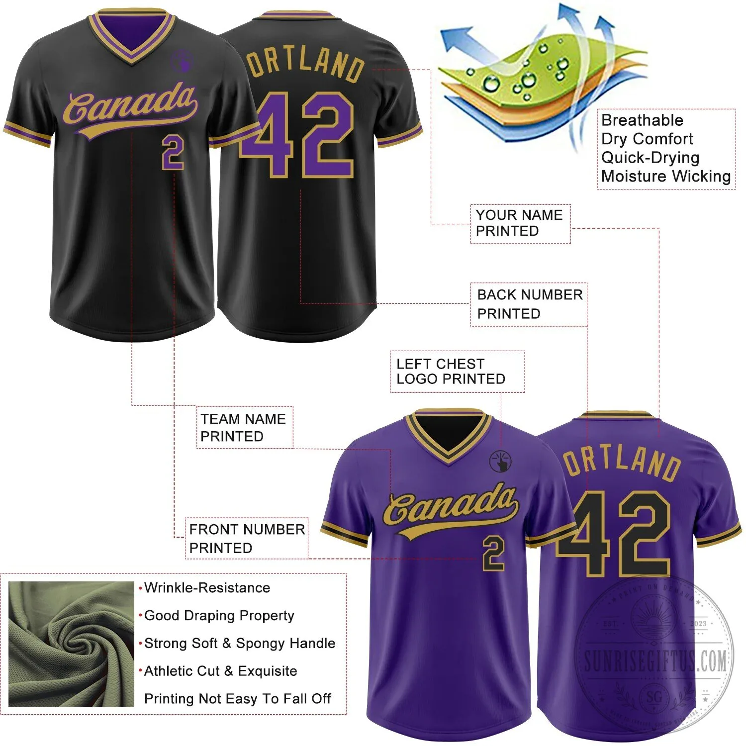 Custom Black Purple Gold Reversible Short Sleeve Baseball Jersey Shirt 13 Custom Black Purple Gold Reversible Short Sleeve Baseball Jersey Shirt