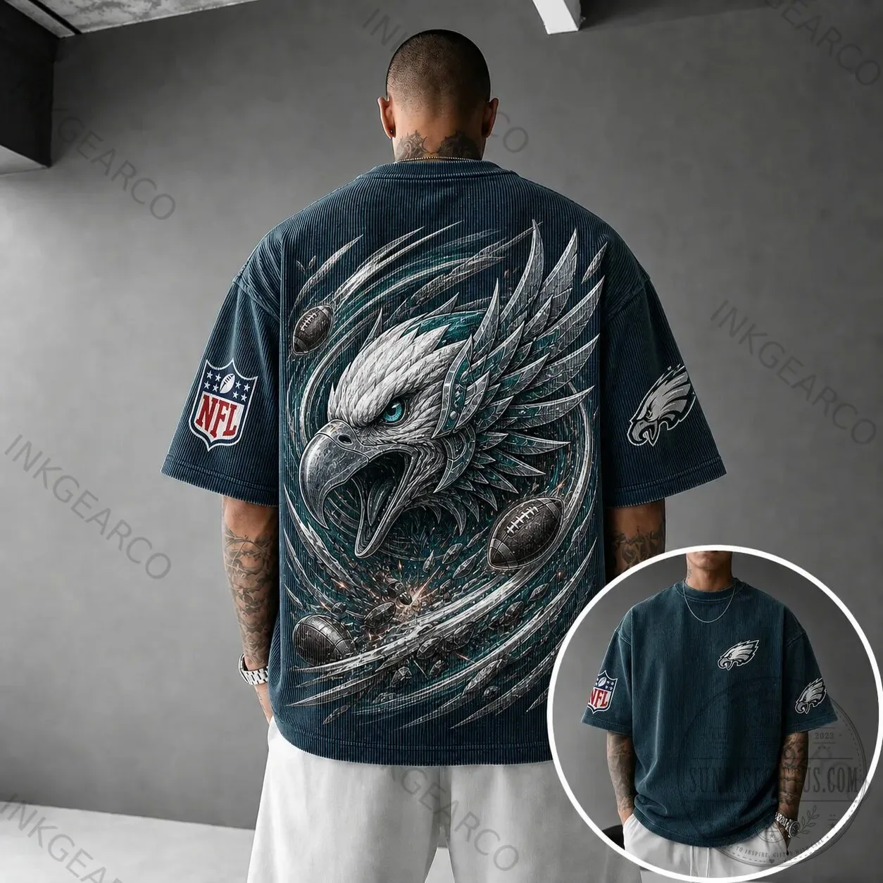 Philadelphia Eagles NFL Football Team Logo Graphic Short Sleeve T-Shirt