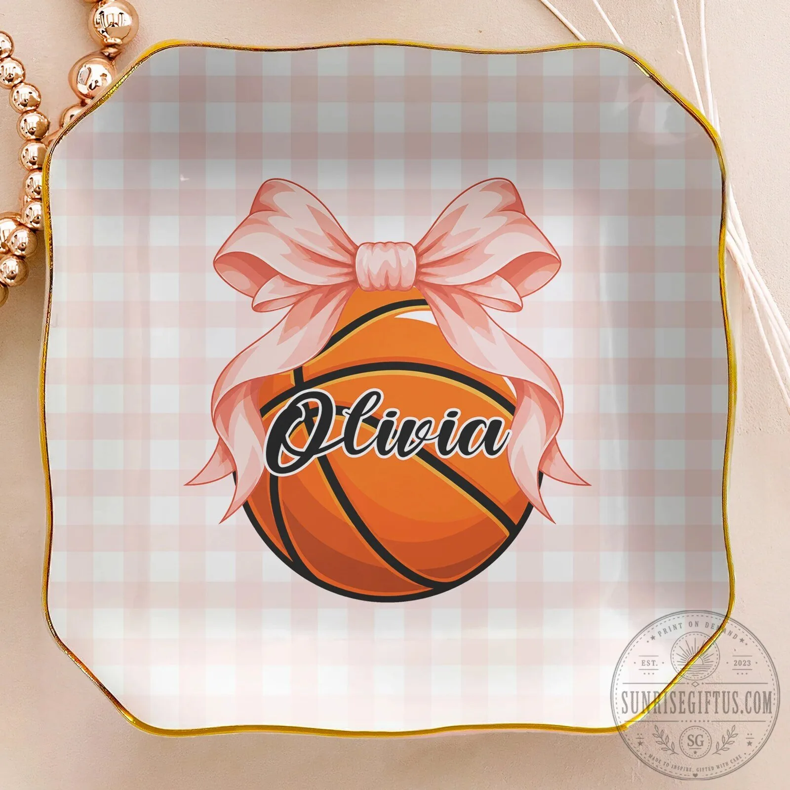 Personalized Sports Ball Coquette Bow Jewelry Dish for Softball Tennis Volleyball Basketball 13 Personalized Sports Ball Coquette Bow Jewelry Dish for Softball Tennis Volleyball Basketball