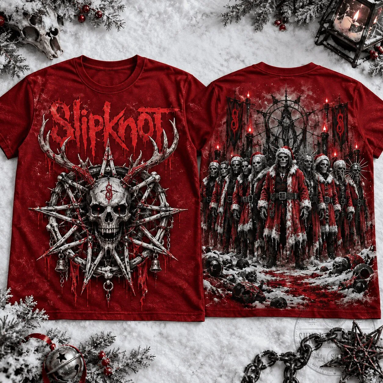 Slipknot Dark Santa Ritual Christmas Holiday Heavy Metal Band T-Shirt