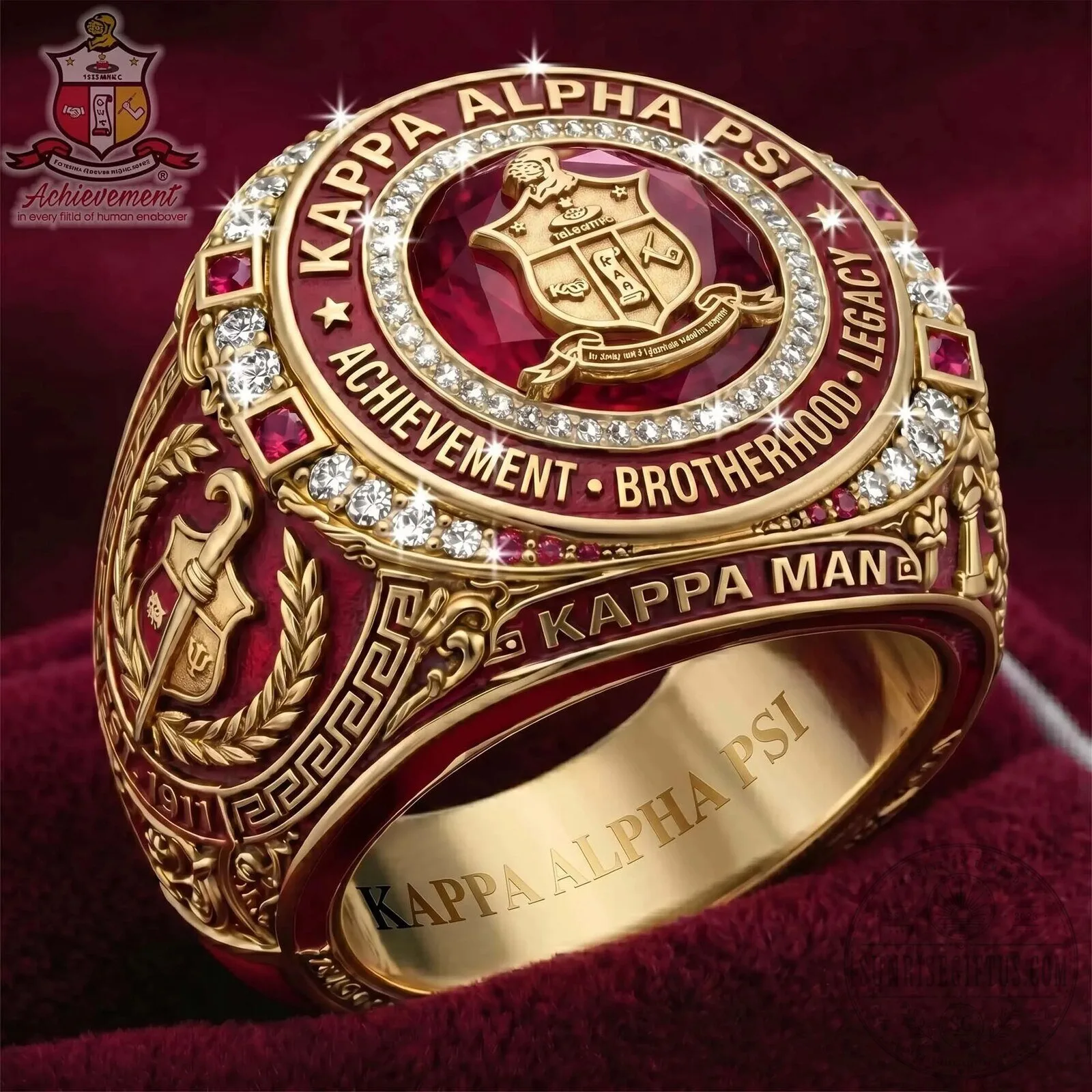Kappa Alpha Psi Fraternity Achievement Brotherhood Legacy Gold Ring