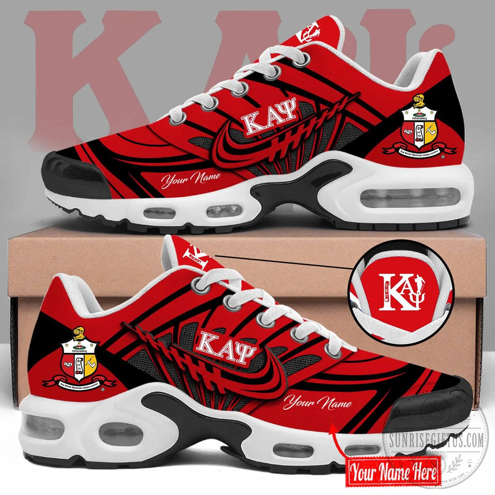 Kappa Alpha Psi Fraternity Red Black Custom Name Athletic Shoes