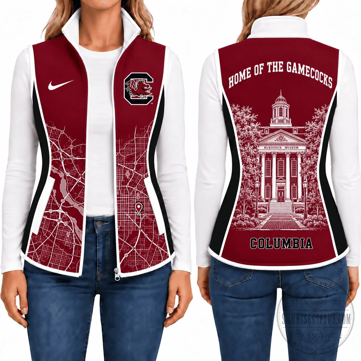 South Carolina Gamecocks Women's Sleeveless Fleece Jacket Vest 5 South Carolina Gamecocks Women