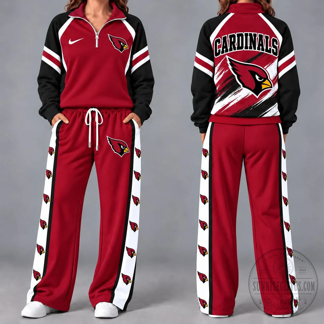 Arizona Cardinals NFL Team Logo Quarter-Zip Pullover Sweatshirt and Pants Set 1 Arizona Cardinals NFL Team Logo Quarter-Zip Pullover Sweatshirt and Pants Set