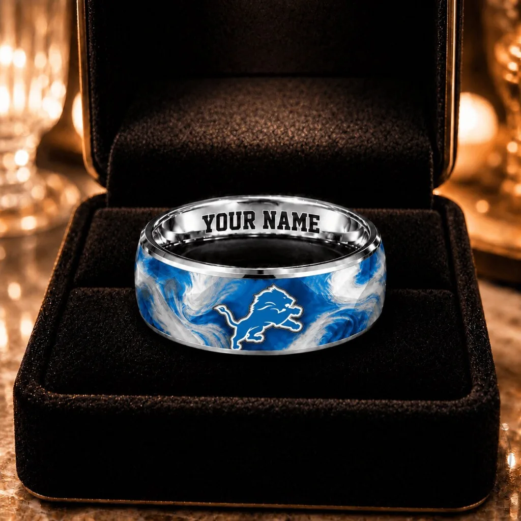 Detroit Lions NFL Custom Name Ring for Men and Women, Football Team Jewelry Detroit Lions NFL Custom Name Ring for Men and Women, Football Team Jewelry