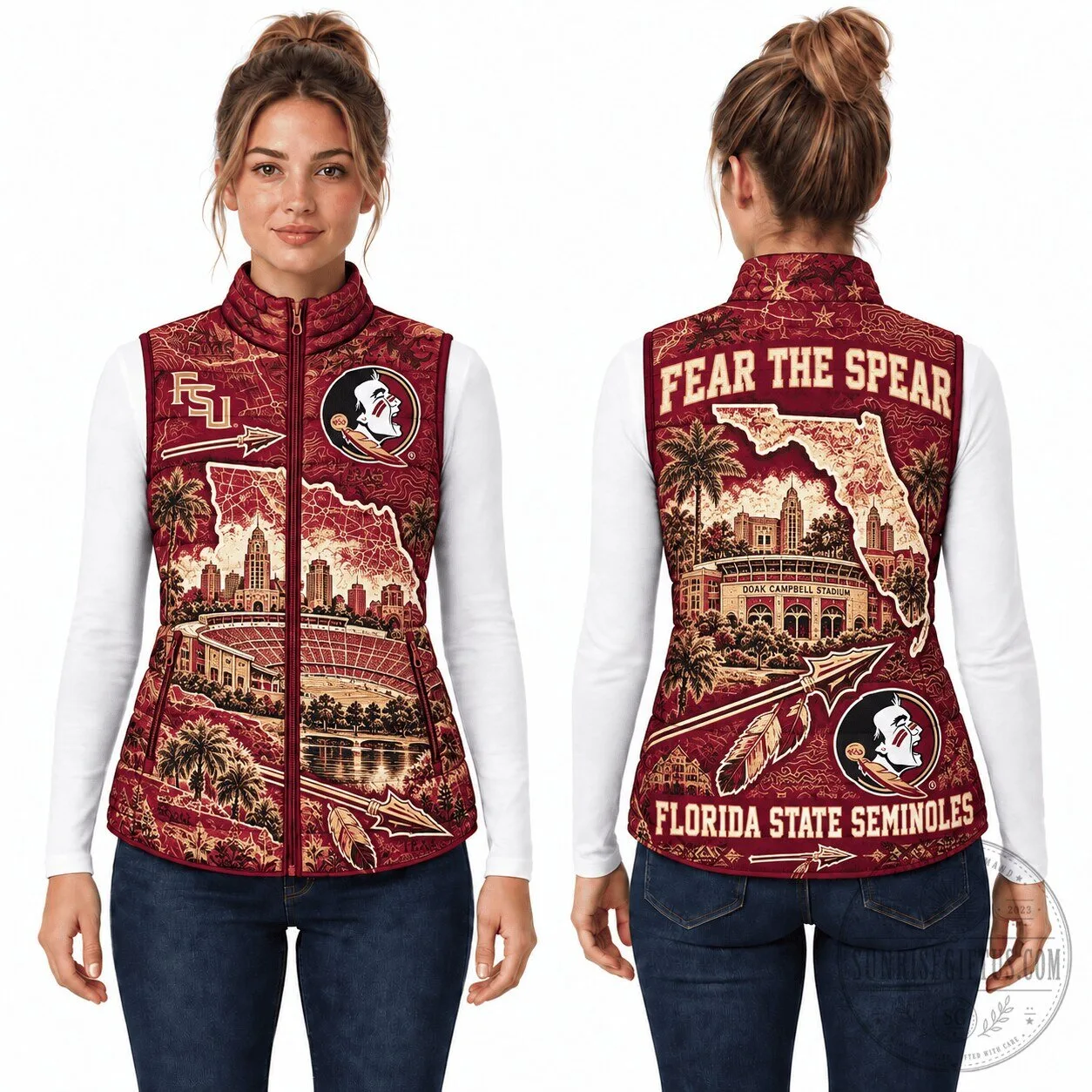 Florida State Seminoles Fear The Spear Doak Campbell Stadium Puffer Vest