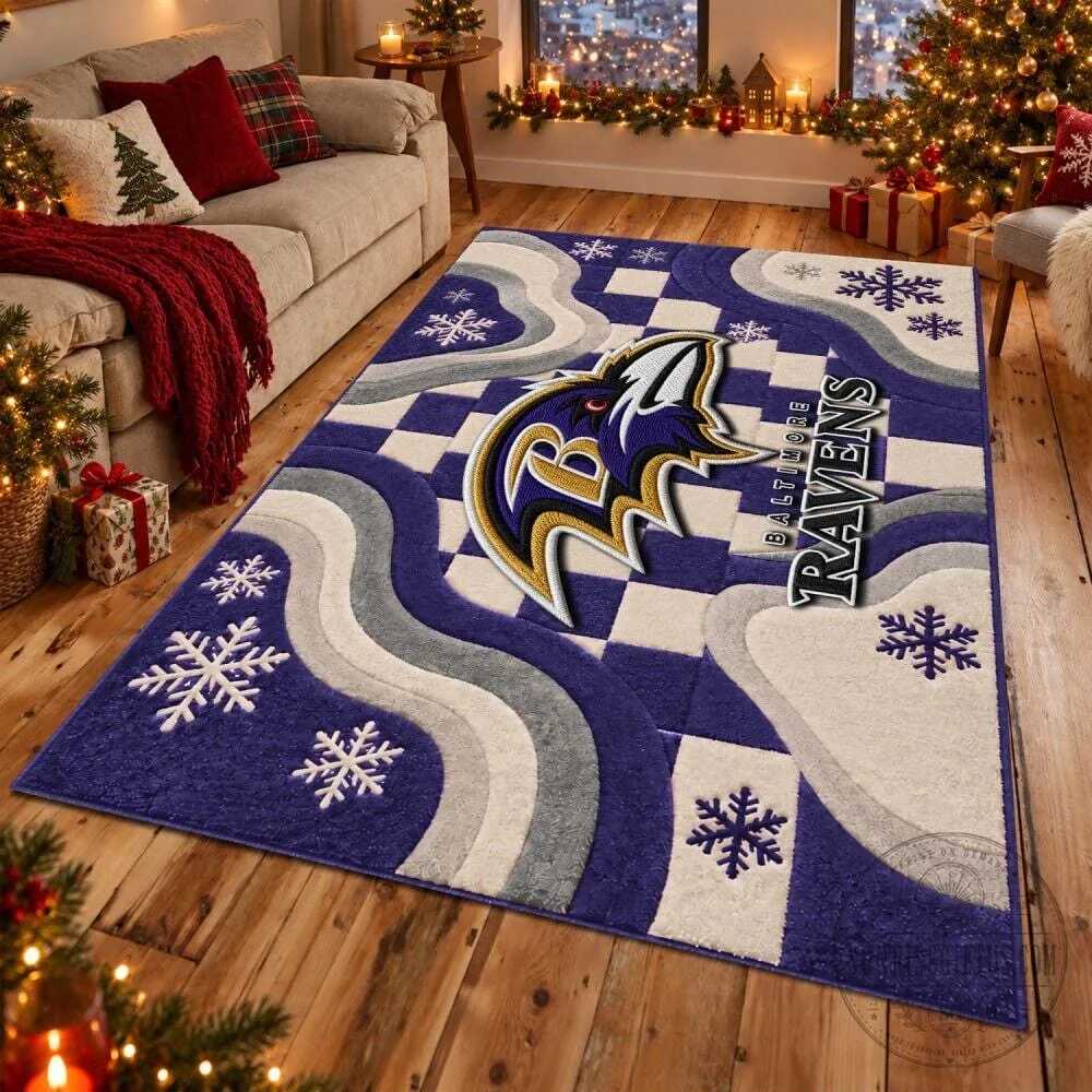 Baltimore Ravens Football Team Logo Winter Holiday Area Rug 3 Baltimore Ravens Football Team Logo Winter Holiday Area Rug
