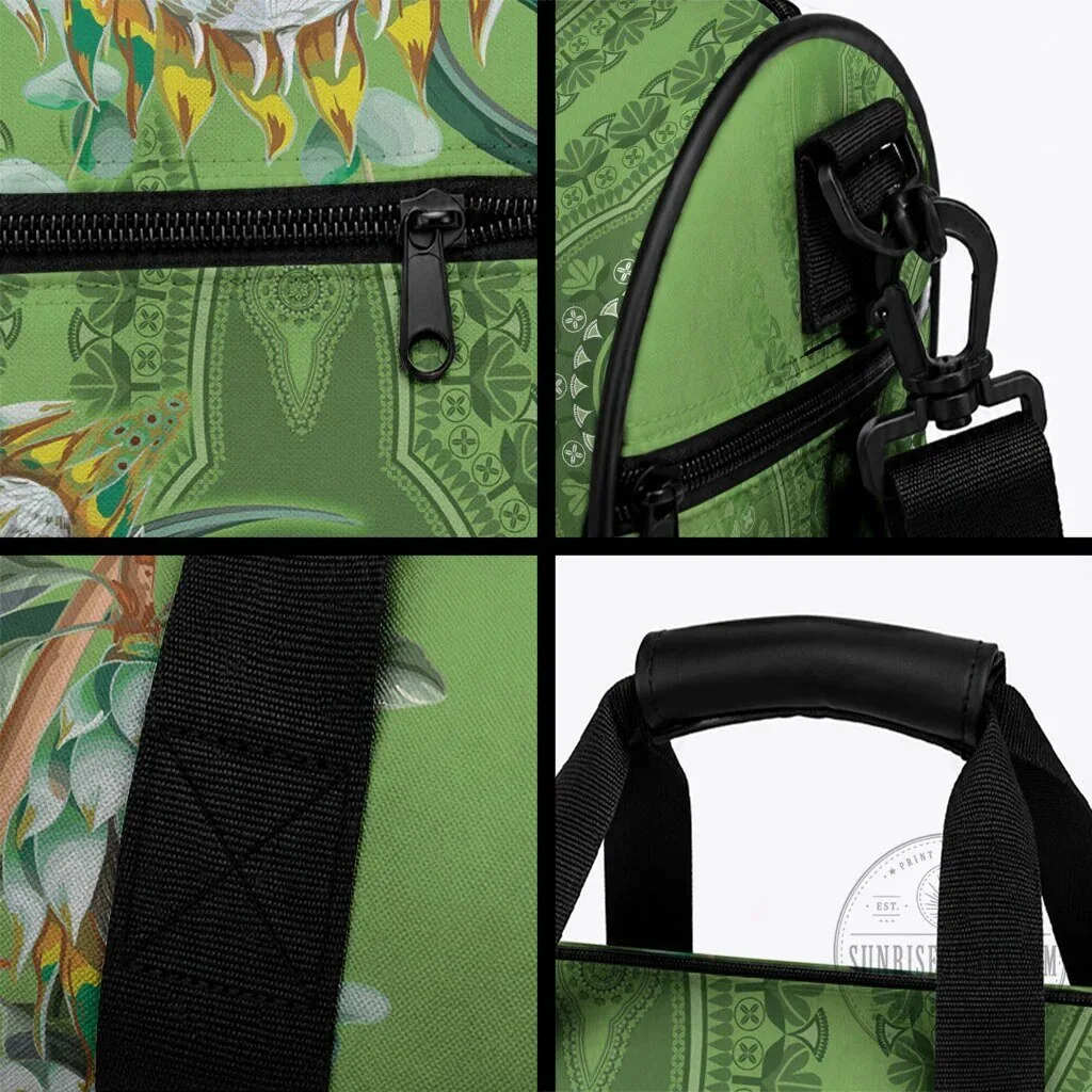 King Protea Flower Dashiki Motif Green Gym Duffle Bag 8 King Protea Flower Dashiki Motif Green Gym Duffle Bag