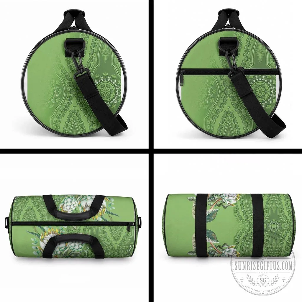 King Protea Flower Dashiki Motif Green Gym Duffle Bag 9 King Protea Flower Dashiki Motif Green Gym Duffle Bag
