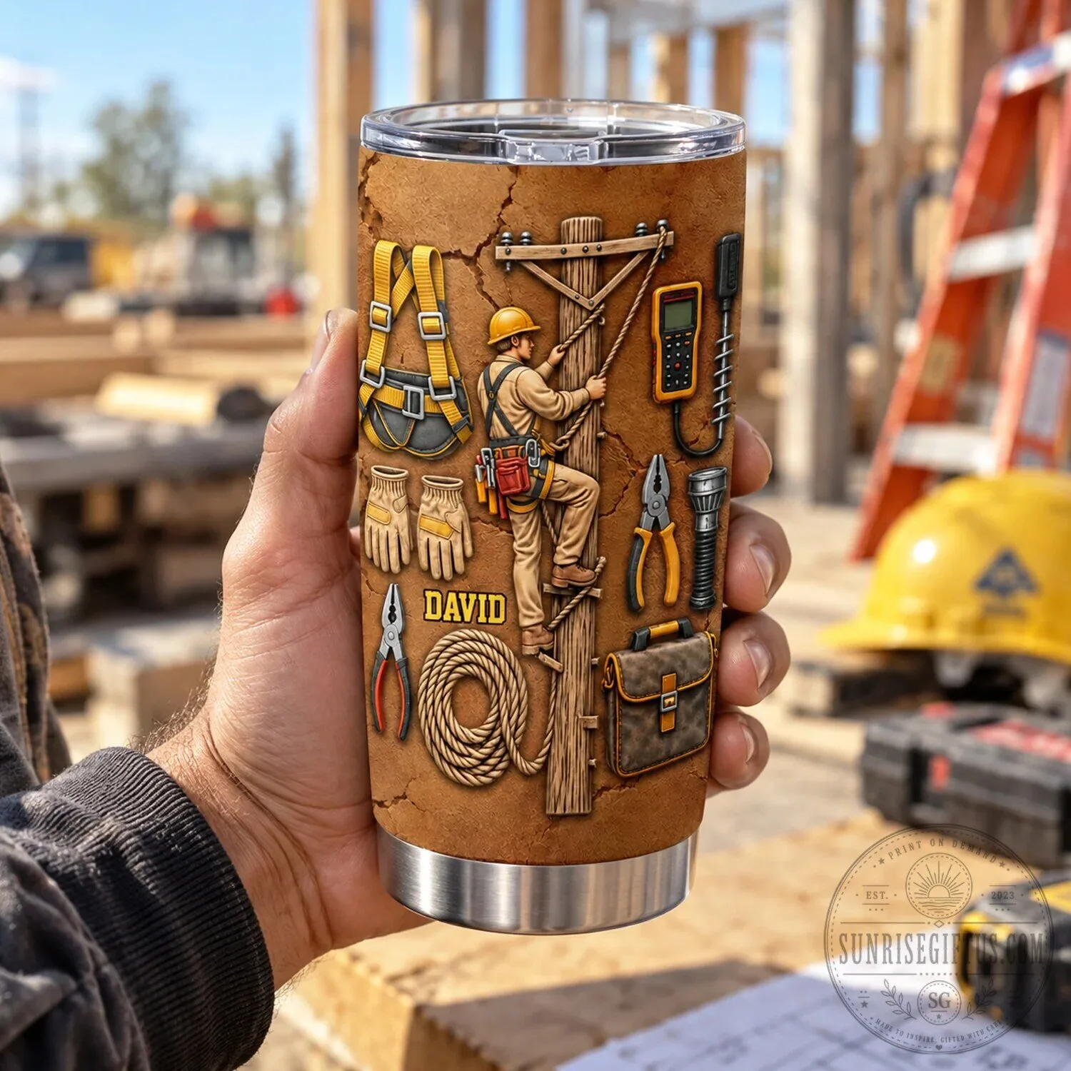 Personalized Lineman Electrician Tools 3D Effect Stainless Steel Tumbler 8 Personalized Lineman Electrician Tools 3D Effect Stainless Steel Tumbler