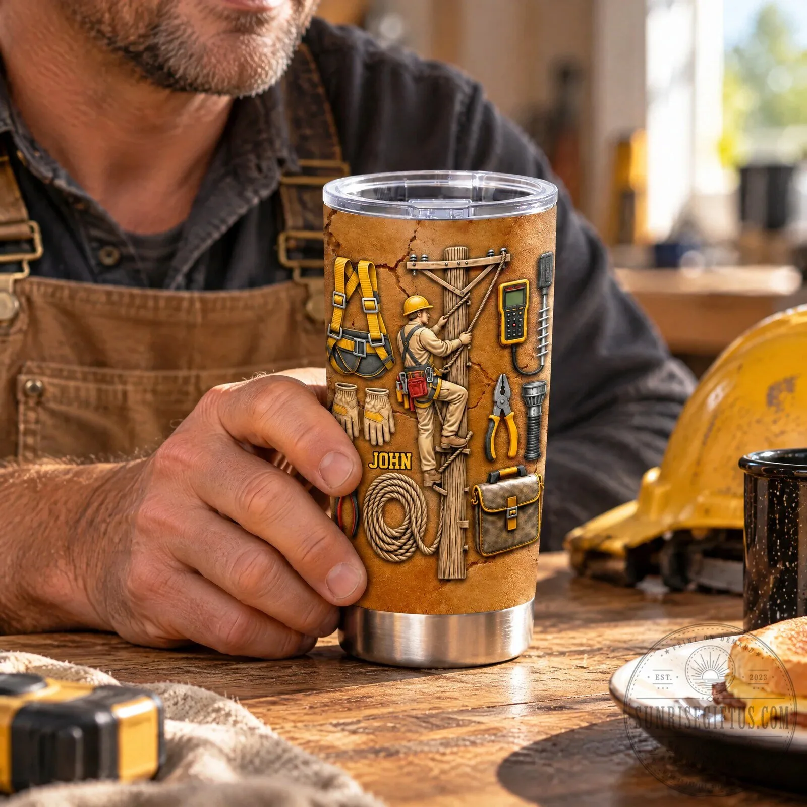 Personalized Lineman Electrician Tools 3D Effect Stainless Steel Tumbler 10 Personalized Lineman Electrician Tools 3D Effect Stainless Steel Tumbler