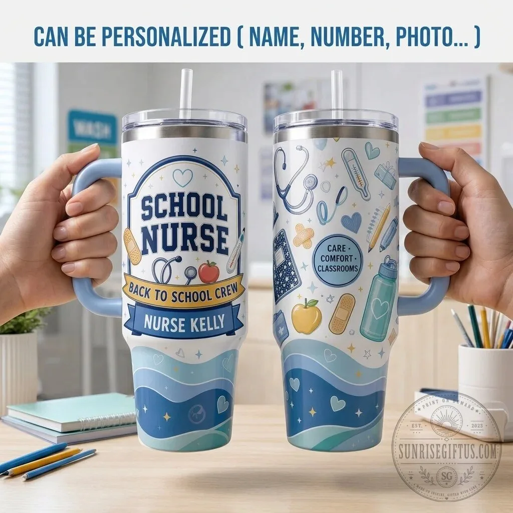 Personalized School Nurse Back To School Crew 40oz Tumbler with Handle 1 Personalized School Nurse Back To School Crew 40oz Tumbler with Handle
