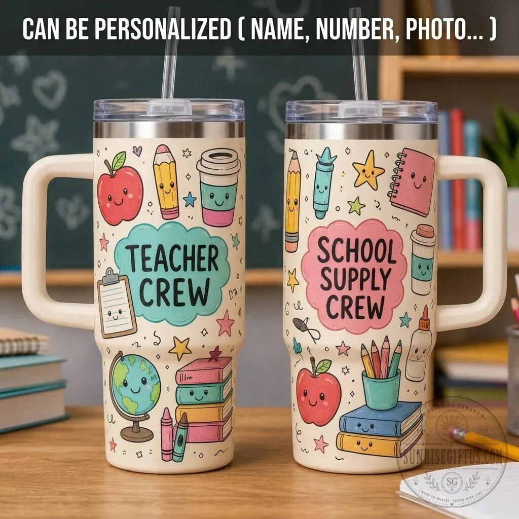 Teacher Crew School Supplies Cute Kawaii 40oz Tumbler with Handle and Straw 3 Teacher Crew School Supplies Cute Kawaii 40oz Tumbler with Handle and Straw
